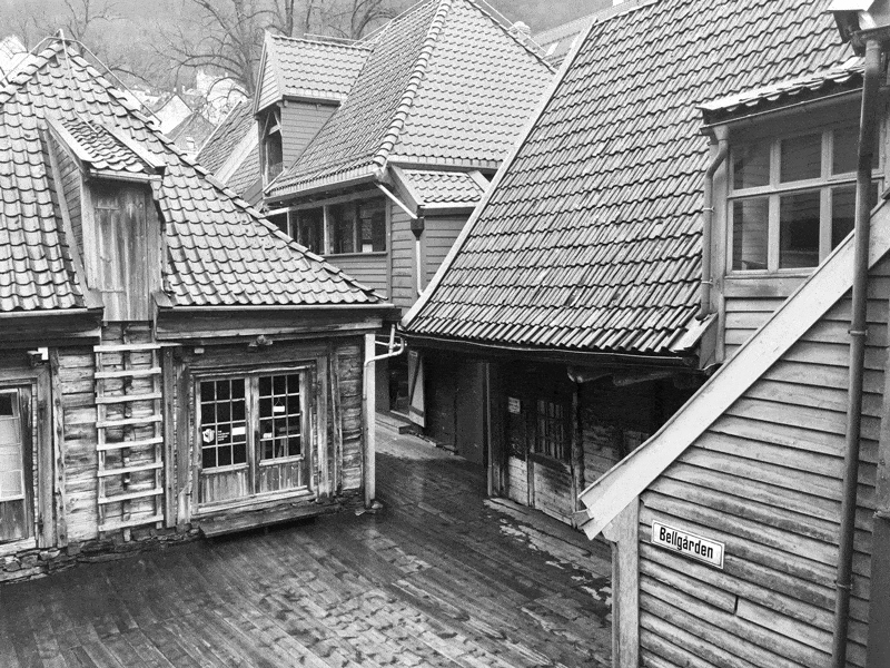 Holzhaeuser in Bryggen Bergen